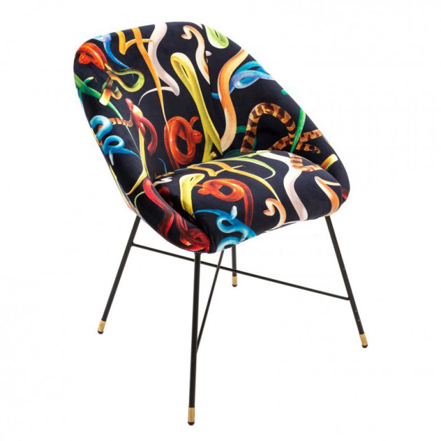 Scaun dining multicolor din textil Snakes Toiletpaper Seletti