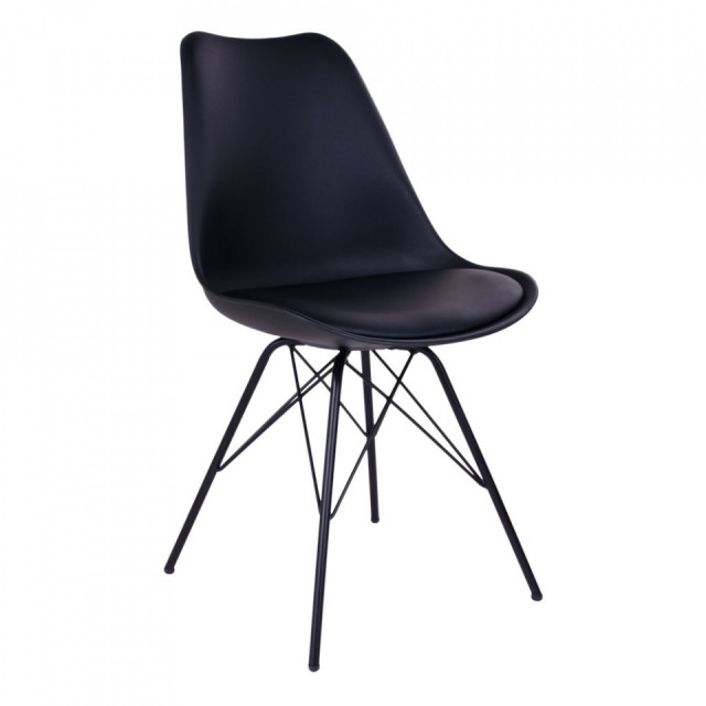 Scaun dining negru din piele ecologica Oslo House Nordic