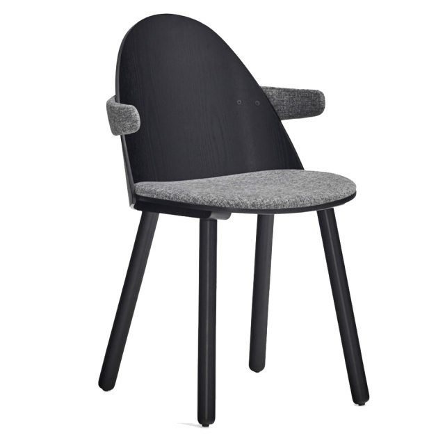 Scaun dining negru din textil Uma Arms Teulat