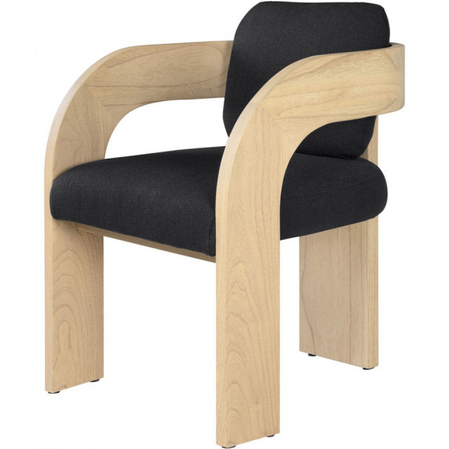 Scaun dining negru/maro din textil Maravi Versmissen