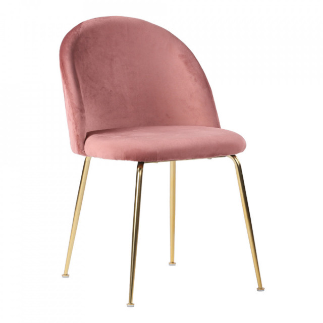 Scaun dining roz/auriu din catifea Geneve House Nordic
