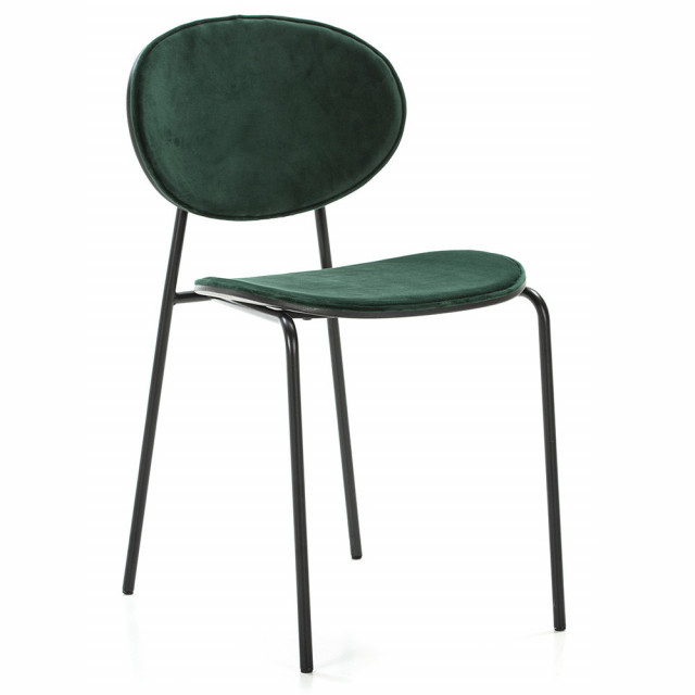 Scaun dining verde/negru din catifea si metal Elis Thai Natura