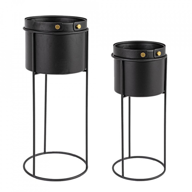 Set 2 jardiniere negre din metal Zeina Bizzotto