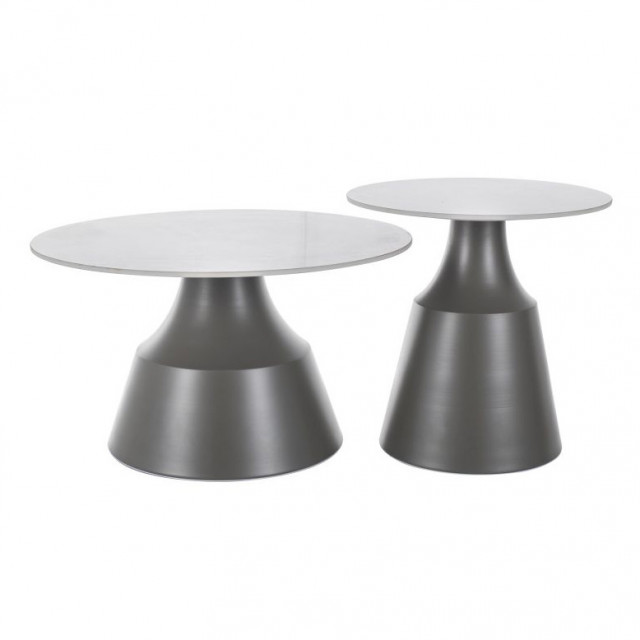 Set 2 mese laterale alb/gri din metal Itaka The Home Collection