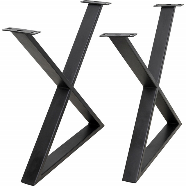 Set 2 picioare pentru masa negre din metal Tavola Cross Kare