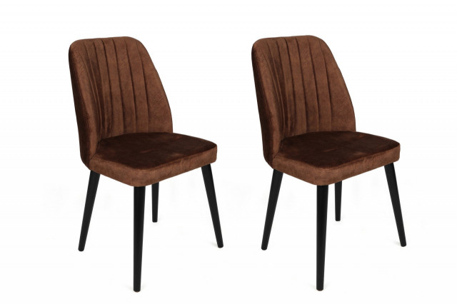 Set 2 scaune dining maro/negre din catifea Alfa The Home Collection