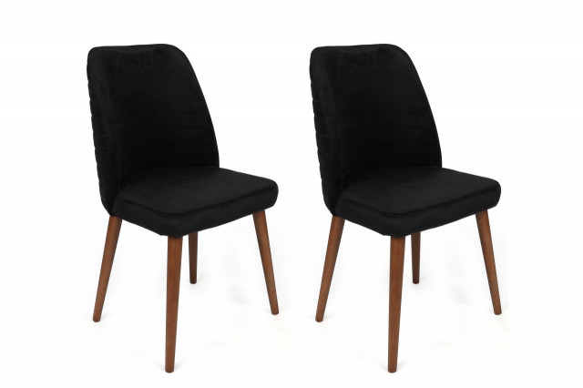 Set 2 scaune dining negre/maro din catifea Tutku The Home Collection