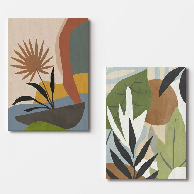 Set 2 tablouri multicolore din fibre naturale 50x70 cm Jungle The Home Collection