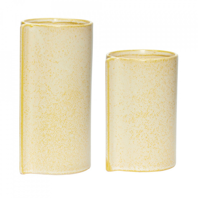 Set 2 vaze galbene din ceramica Leaf Hubsch