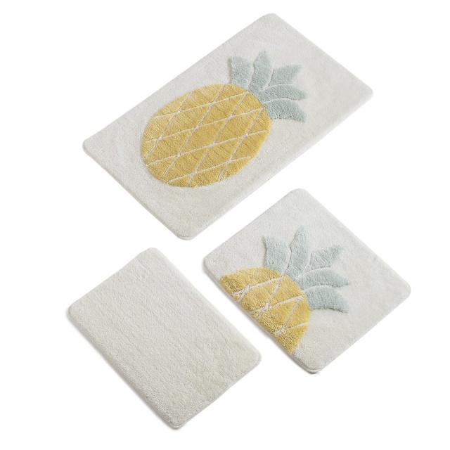 Set 3 covorase de baie multicolore din fibre sintetice Ananas The Home Collection