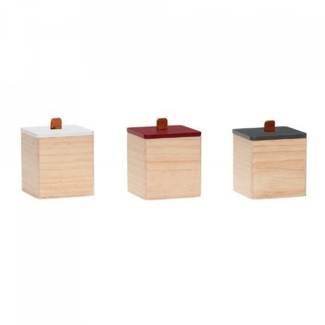 Set 3 cutii cu capac multicolore din lemn Philippa Hubsch