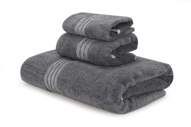 Set 3 prosoape gri antracit din bumbac Antique The Home Collection