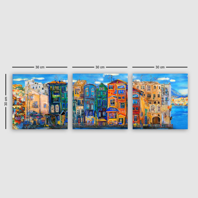 Set 3 tablouri multicolore din fibre naturale 30x30 cm City The Home Collection