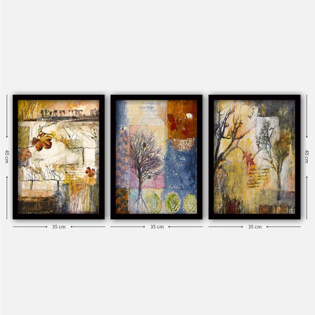 Set 3 tablouri multicolore din lemn 35x45 cm Cecil The Home Collection