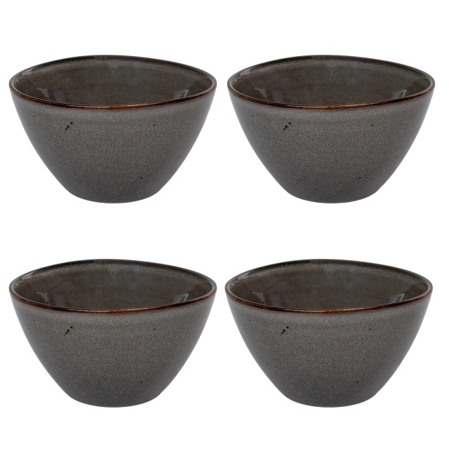 Set 4 boluri gri maroniu din ceramica 15 cm Selma House Nordic