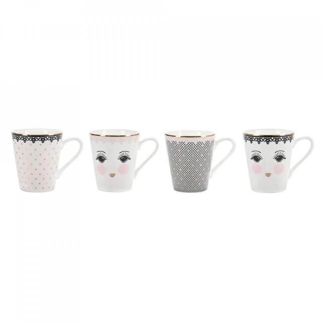 Set 4 cani multicolore din ceramica 8x12 cm Lace Miss Etoile