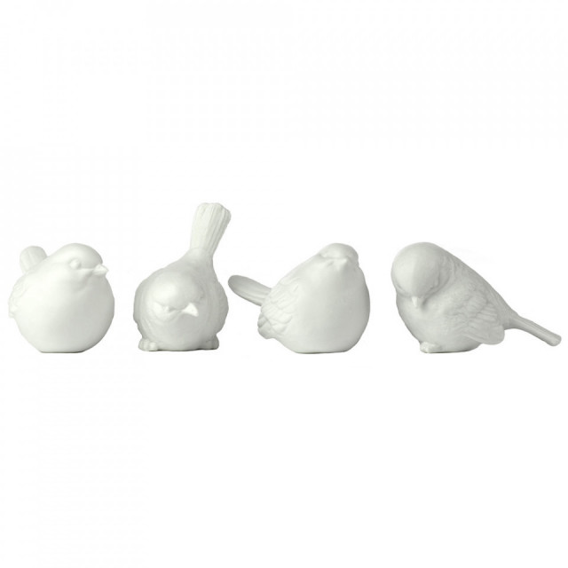 Set 4 decoratiuni albe din ceramica Sparrow Pols Potten