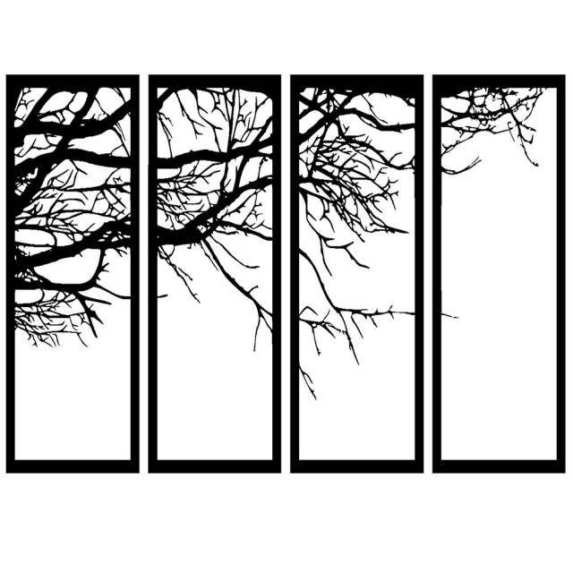 Set 4 decoratiuni de perete negre din metal 25x50 cm Tree The Home Collection