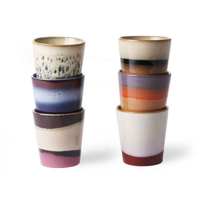 Set 6 cani multicolore din ceramica 180 ml Lona HK Living