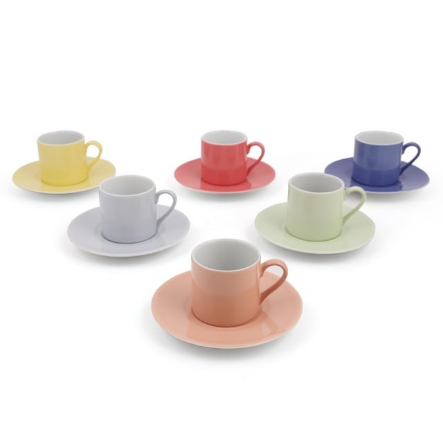 Set 6 cesti cu farfurioare multicolore din ceramica 5 cm Catarina The Home Collection