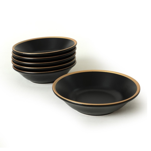 Set 6 farfurii adanci negre din ceramica 18 cm Daf The Home Collection