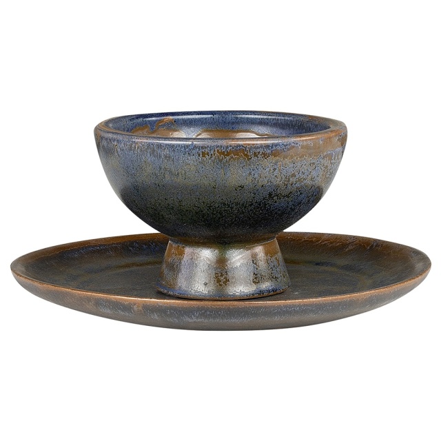 Set bol si platou maro din ceramica Bronze Versmissen