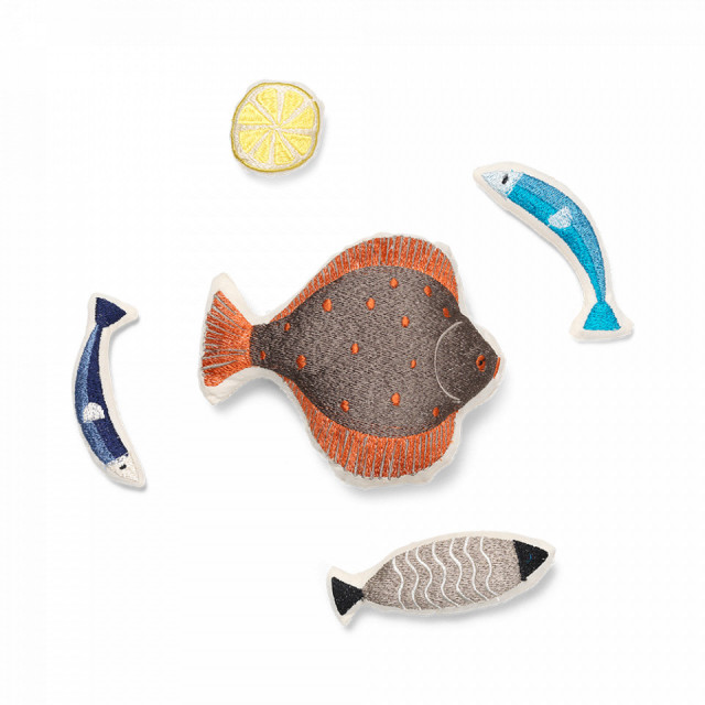 Set de joaca 5 piese din bumbac Fish Ferm Living