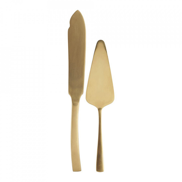 Set spatula si cutit pentru desert aurii din metal Style House Doctor