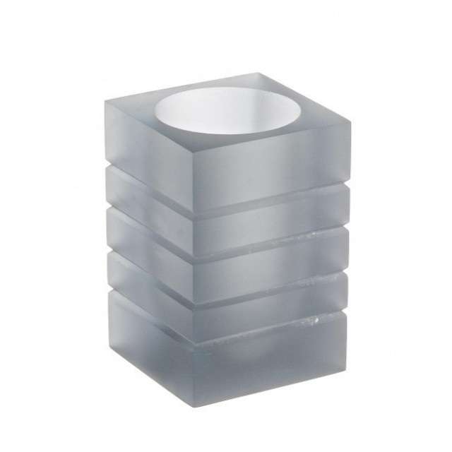 Suport gri din polirasina pentru periuta dinti 6,7x9,8 cm Cube Bizzotto