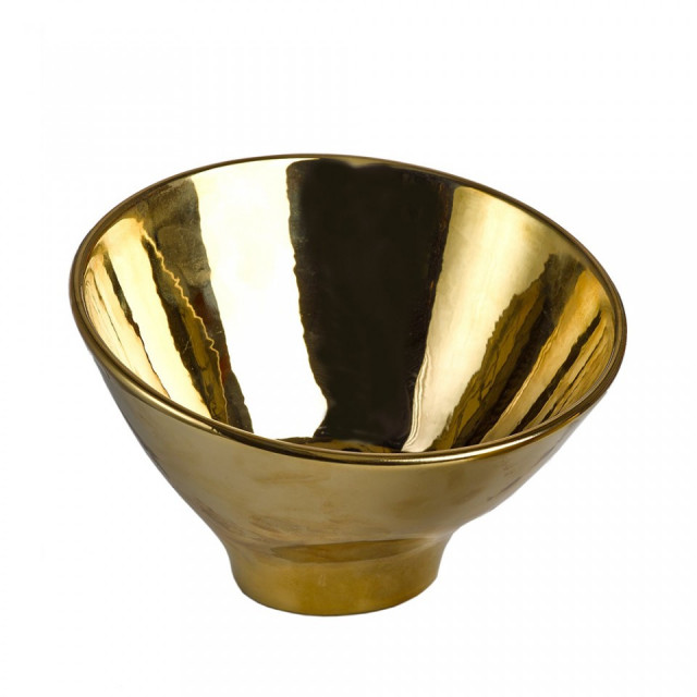 Suport lumanare auriu din ceramica 12 cm Vlamp L Pols Potten