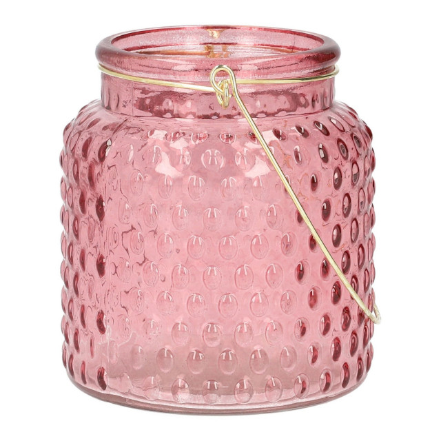 Suport lumanare roz din sticla 11 cm Fig Homla