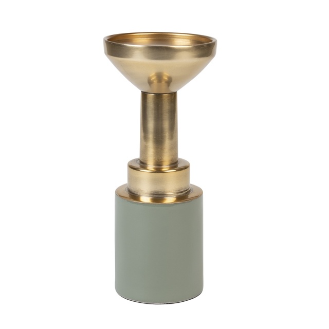 Suport lumanare verde/auriu din metal 21 cm Glam Zuiver