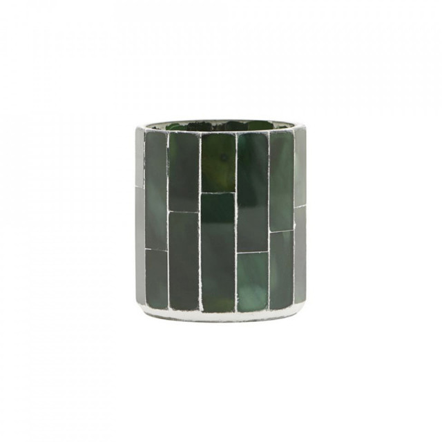 Suport lumanare verde din ciment si sticla 8 cm Amroha House Doctor