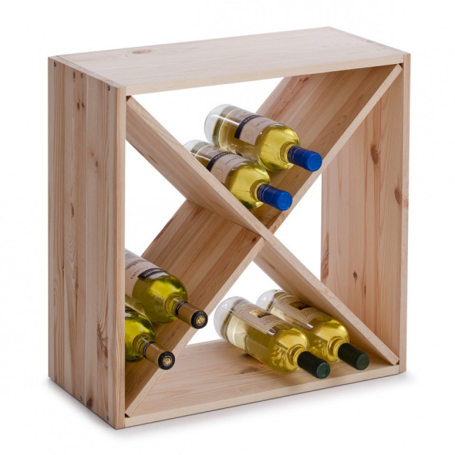 Suport maro din lemn de pin pentru sticle de vin Wood Zeller
