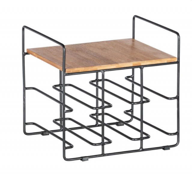 Suport pentru sticle negru/maro din metal Wine Rack Wenko