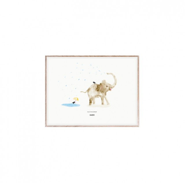 Tablou cu rama din lemn de stejar 30x40 cm Ellie the Elephant Paper Collective