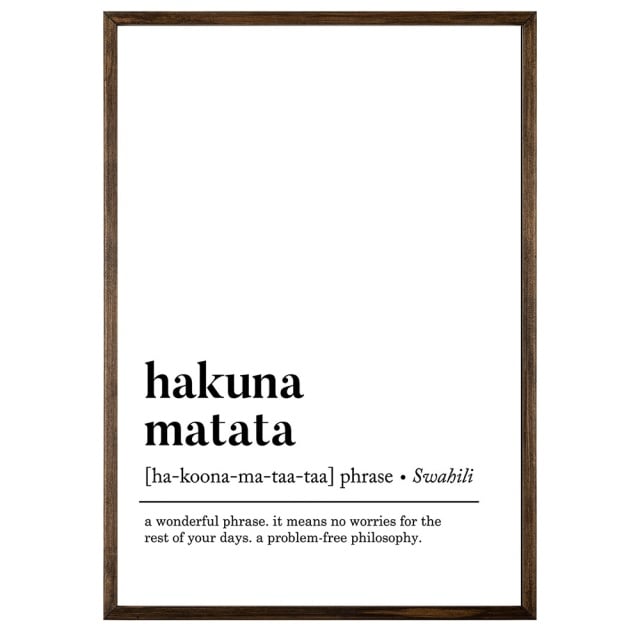 Tablou maro din lemn 50x70 cm Hakuna Matata The Home Collection