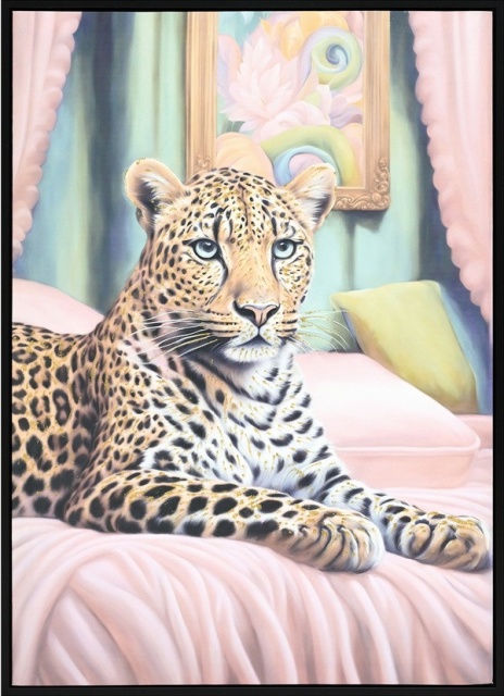 Tablou multicolor din fibre naturale 50x70 cm Leopard Ter Halle