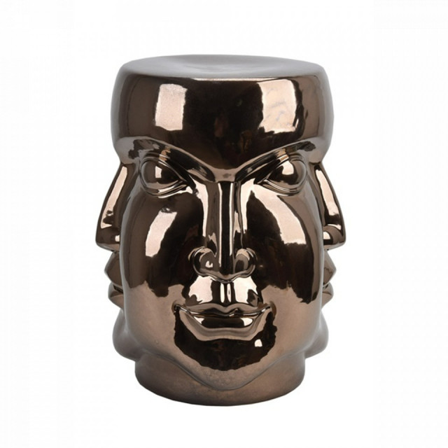 Taburet decorativ rotund maro bronz din portelan 37 cm The Joker Van Roon Living
