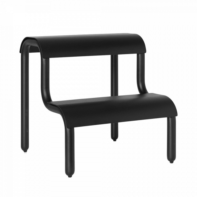 Taburet dreptunghiular negru din metal 34x36 cm Up Step Ferm Living