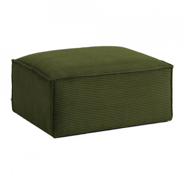 Taburet dreptunghiular verde din material textil si lemn 70x90 cm Blok Kave Home