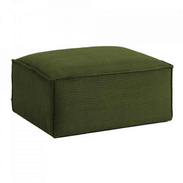 Taburet dreptunghiular verde din textil 74x90 cm Blok Kave Home