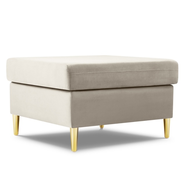 Taburet patrat bej deschis/auriu din catifea 70x70 cm Kyoto Cosmopolitan Design