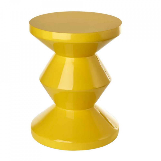 Taburet rotund galben din plastic 35 cm Zig Zag Pols Potten
