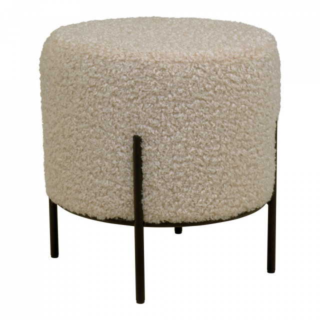 Taburet rotund grej/negru din textil 36 cm Amanda House Nordic