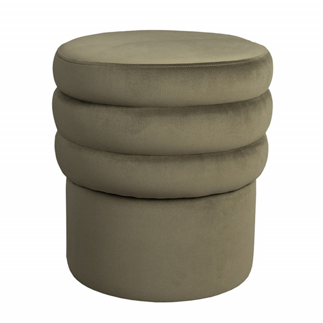 Taburet rotund verde din catifea 40 cm Aditi Dutchbone