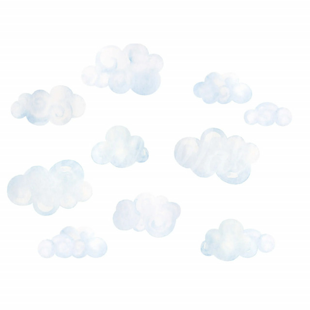 Tapet alb/albastru din hartie cu fibre de nailon Watercolor Clouds Rebel Walls