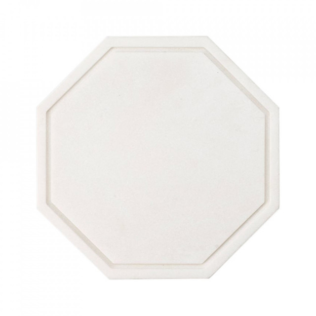 Tocator octagonal alb din marmura 25x25 cm Wonder Bolia