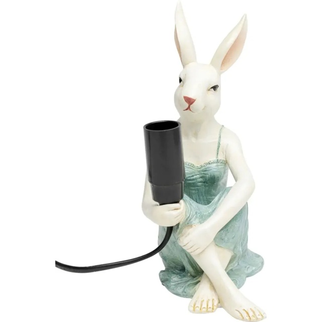 Veioza alba/albastra din fibre sintetice 21 cm Girl Rabbit Kare