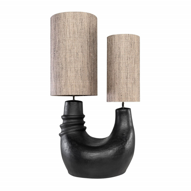 Veioza grej/neagra din ceramica cu 2 becuri 99 cm Denise Versmissen